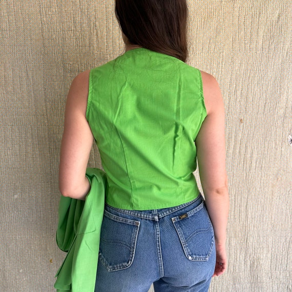 70s ILGWU Green Tailored Vest and Blazer Set - image 5