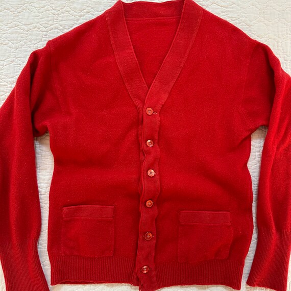1960s Red Wool Cardigan S - image 2