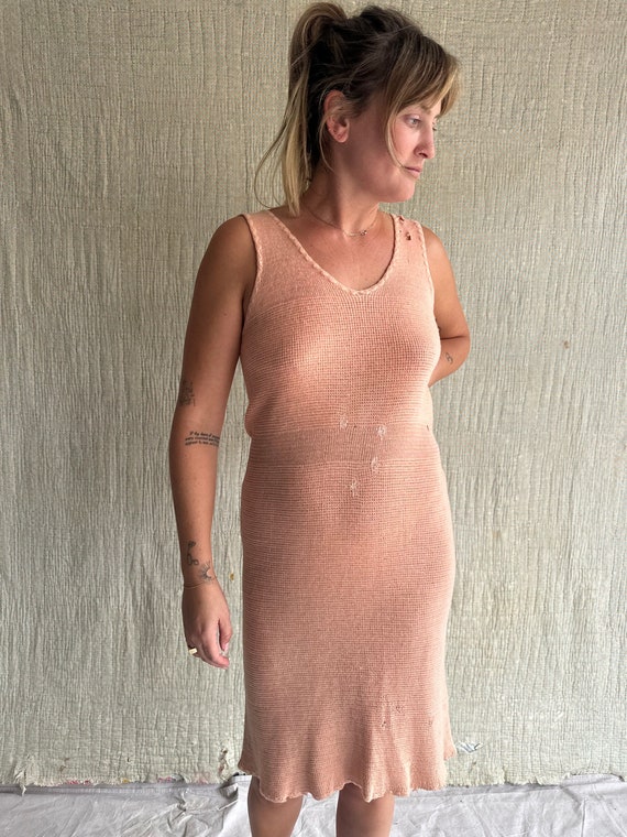 1920s Pink Knit Dress