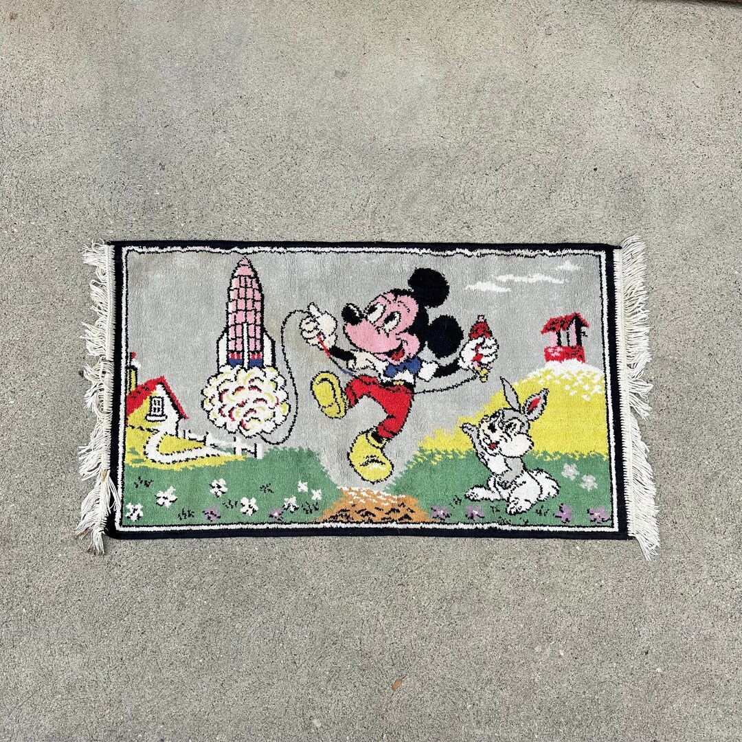 Thumper Rug 1960s Disney Mickey Mouse With Rocket and Thumper Rug - Etsy UK