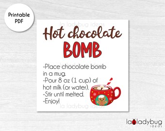 hot chocolate bomb label template printable hot cocoa bomb favor tag instant download templett 100 editable text square 2020 12ht party supplies party favors games jan takayama com