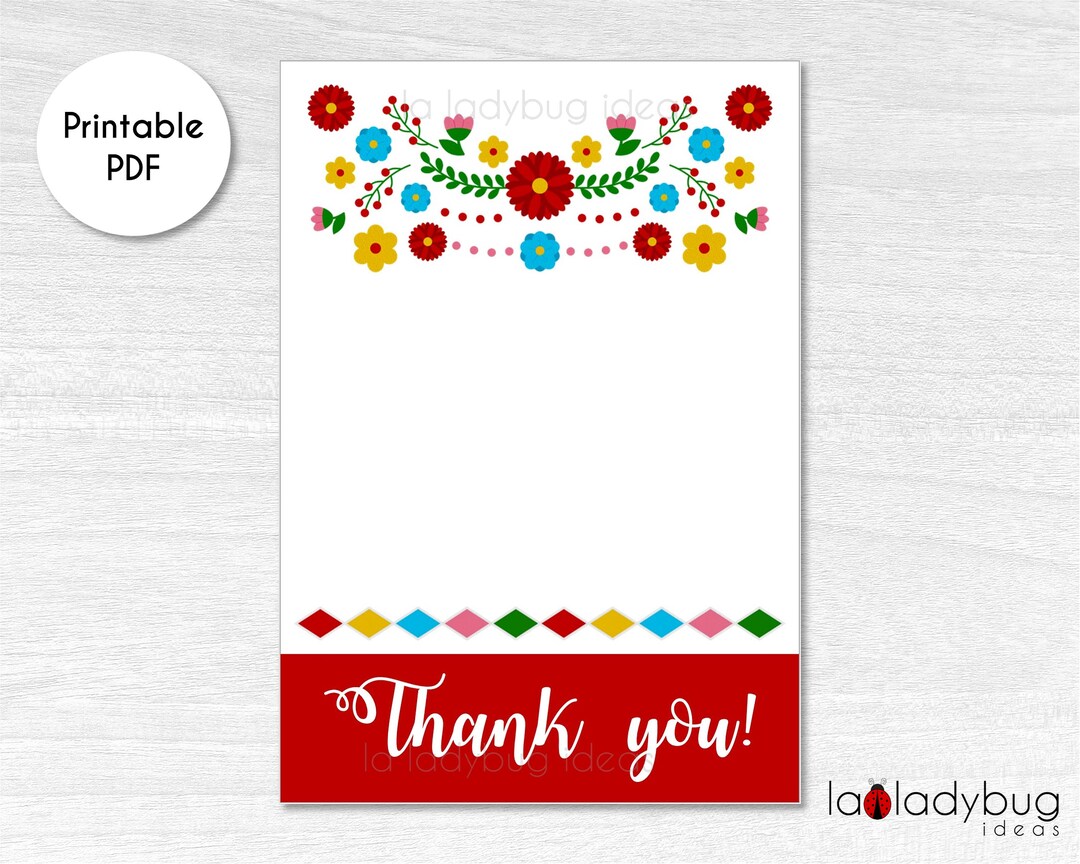 Fiesta Cookie Card Printable. Mexican Flowers Card for Cookies. Thank ...