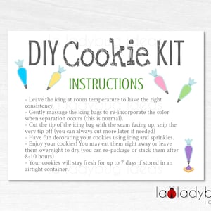 DIY Cookie Kit Anleitungskarte. Bearbeitbare Vorlage Cookie-Karte. Inklusive zwei Schablonen. Druckbare Kekskarte. Cookie Anleitungskarte.