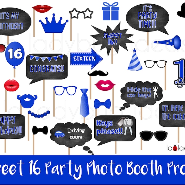 Sweet 16 Blue Party Decorations Etsy UK