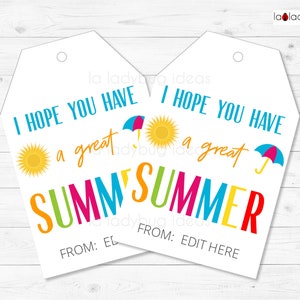 Summer Gift Tags. Editable and Printable Gift Tags for Summer ...