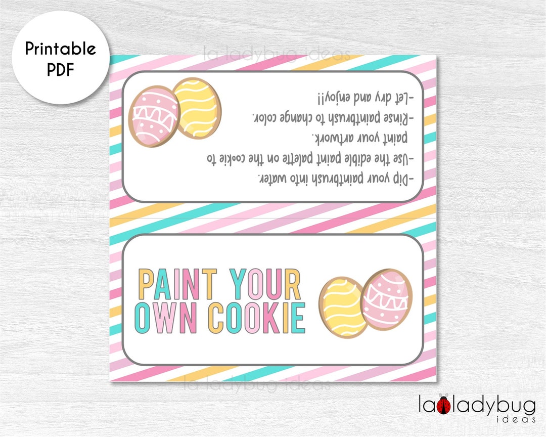 Easter Paint Your Own Cookie Bag Topper, Printable Directions (4x4") - Etsy