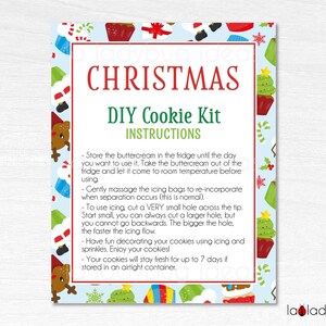 Christmas Cookie kit instructions. Merry Christmas DIY cookie kit Printable card. Merry Christmas Printable Instructions for DIY cookie kit.