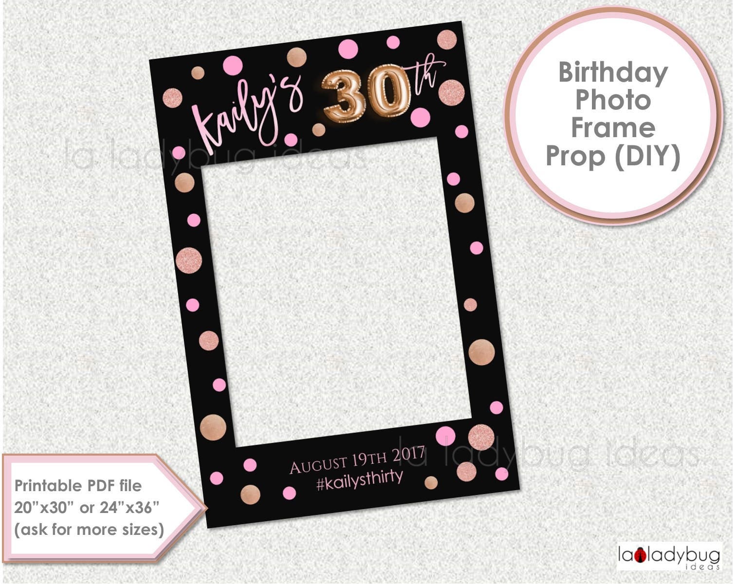 30th birthday photo prop. Birthday photo frame prop. DIY PDF Etsy