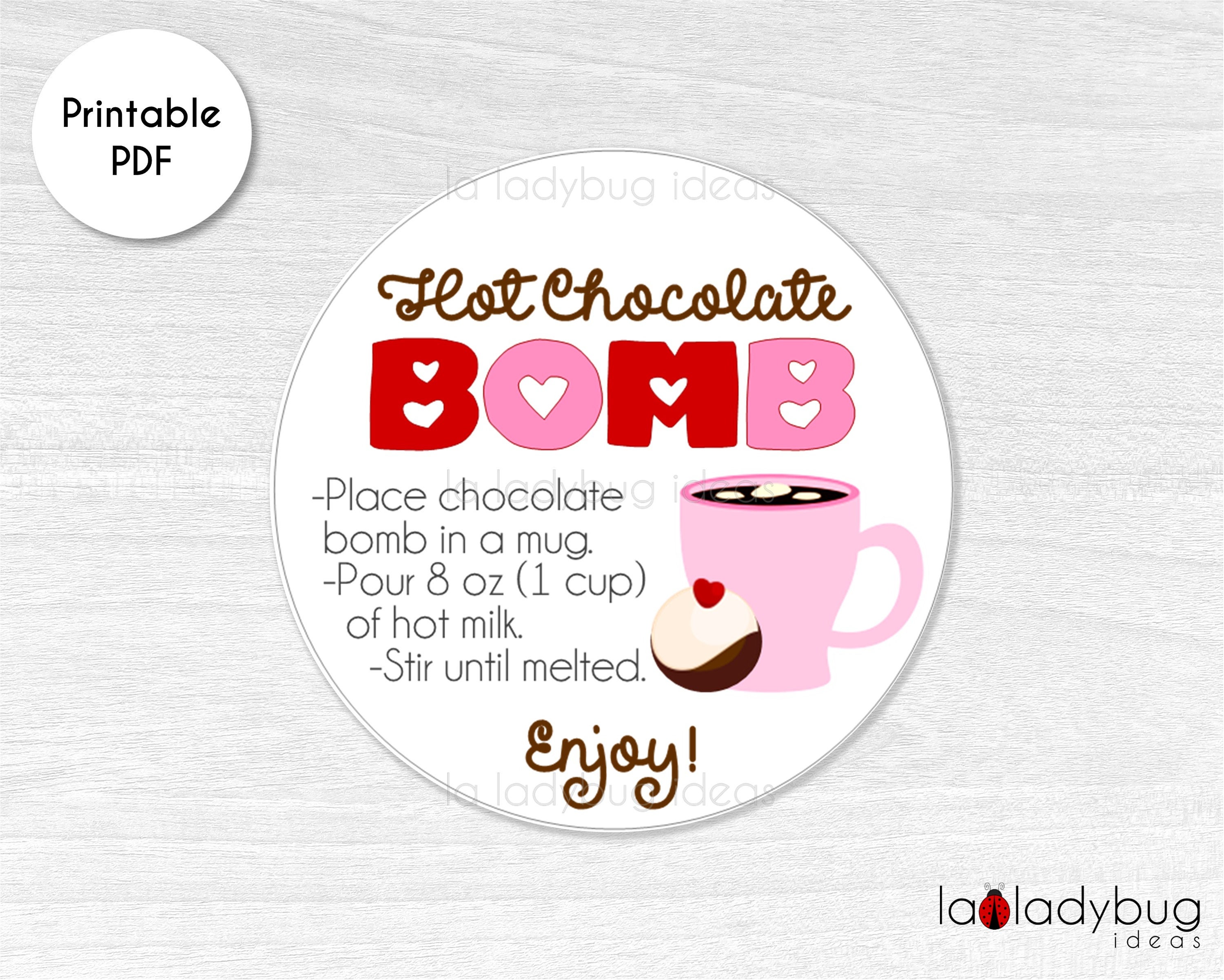 Hot Chocolate Bomb Tag. Valentine's Hot Cocoa Bomb - Etsy