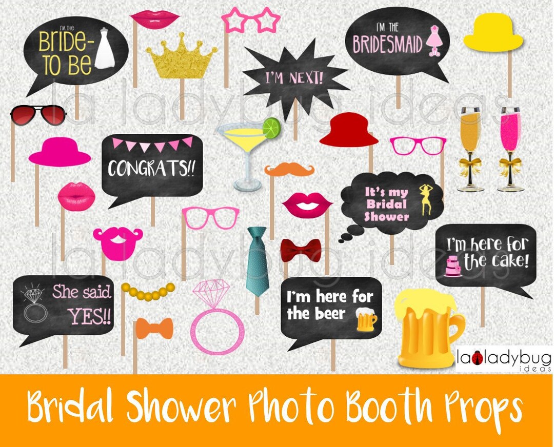 Bridal Shower Photo Booth Props, DIY Selfie Station (PDF) - Etsy