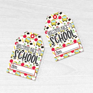 Étiquettes-cadeaux pour la rentrée scolaire. Balises pour les enseignants. PDF imprimable. Téléchargement instantané. Bienvenue à l'étiquette-cadeau de l'école. Cartes-cadeaux de la rentrée scolaire.