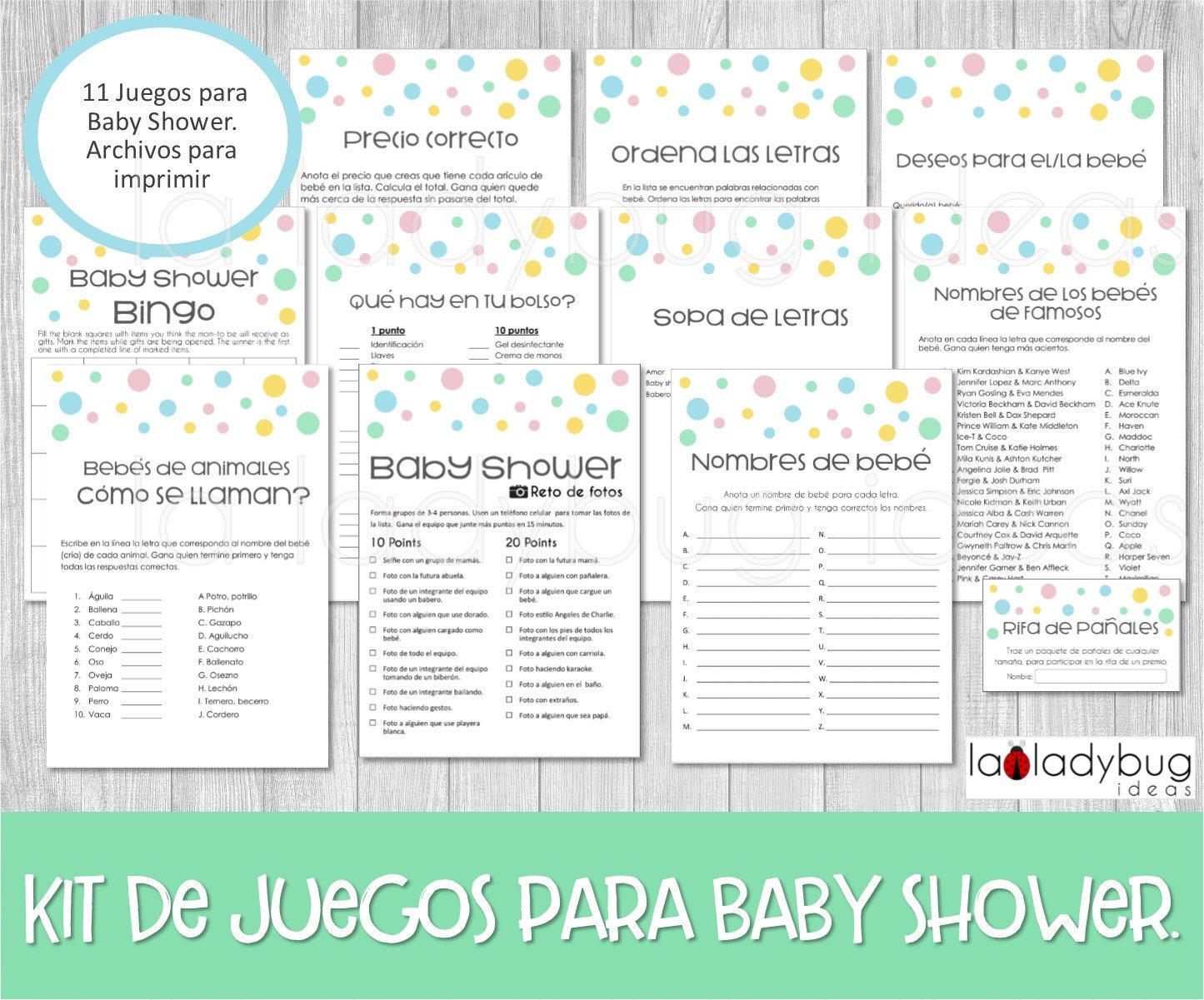 Juegos para baby shower. Archivos PDF/JPEG para imprimir. 11 -  Portugal