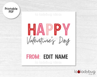 Druckbare Geschenkanhänger zum Valentinstag - Bearbeitbare Vorlage (PDF)