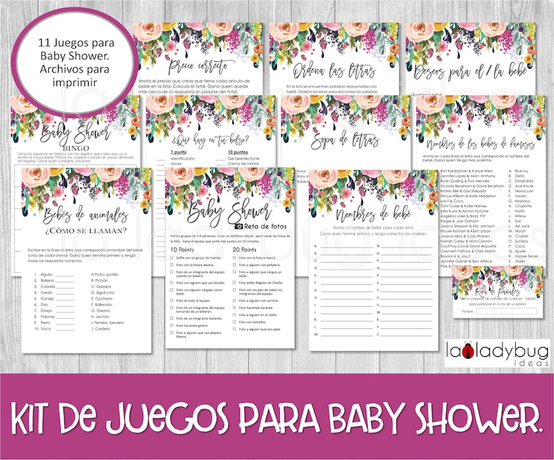 Baby Shower Games in Spanish. Juegos De Baby Shower Para Etsy