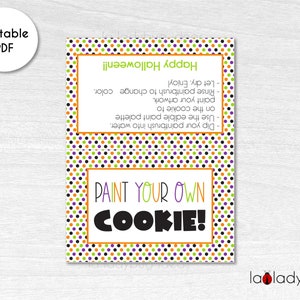 Halloween Paint Your Own Cookie Bag Topper & Directions (PDF)
