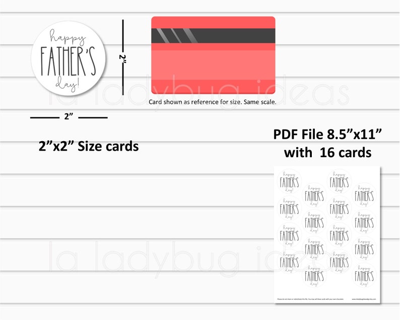 K&ouml;nnte beinhalten: Eine druckbare PDF-Datei mit 16 Karten mit dem Text "Happy Father's Day" in einer einfachen, modernen Schriftart. Die Karten sind f&uuml;r eine Gr&ouml;&szlig;e von 5,1 cm x 5,1 cm konzipiert und eignen sich perfekt f&uuml;r die Erstellung personalisierter Geschenke oder Dekorationen.