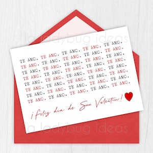 Tarjeta de San Valentin za darmo. Feliz Dia de San Valentin. Archiwum cyfrowe dla Imprimir. Kartka walentynkowa do wydrukowania w języku hiszpańskim.