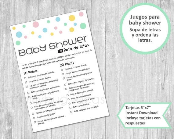 Juegos baby shower para imprimir. 11 juegos en PDF. Baby -  Portugal