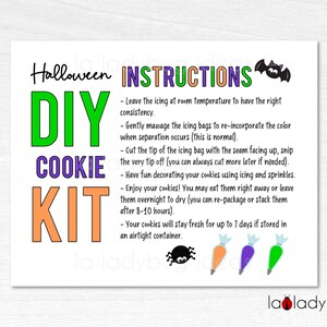 Halloween DIY Cookie Kit Druckbare Karte. Halloween Cookie Kit Anleitung. Halloween Druckbare Anleitung für DIY Keks Kit.