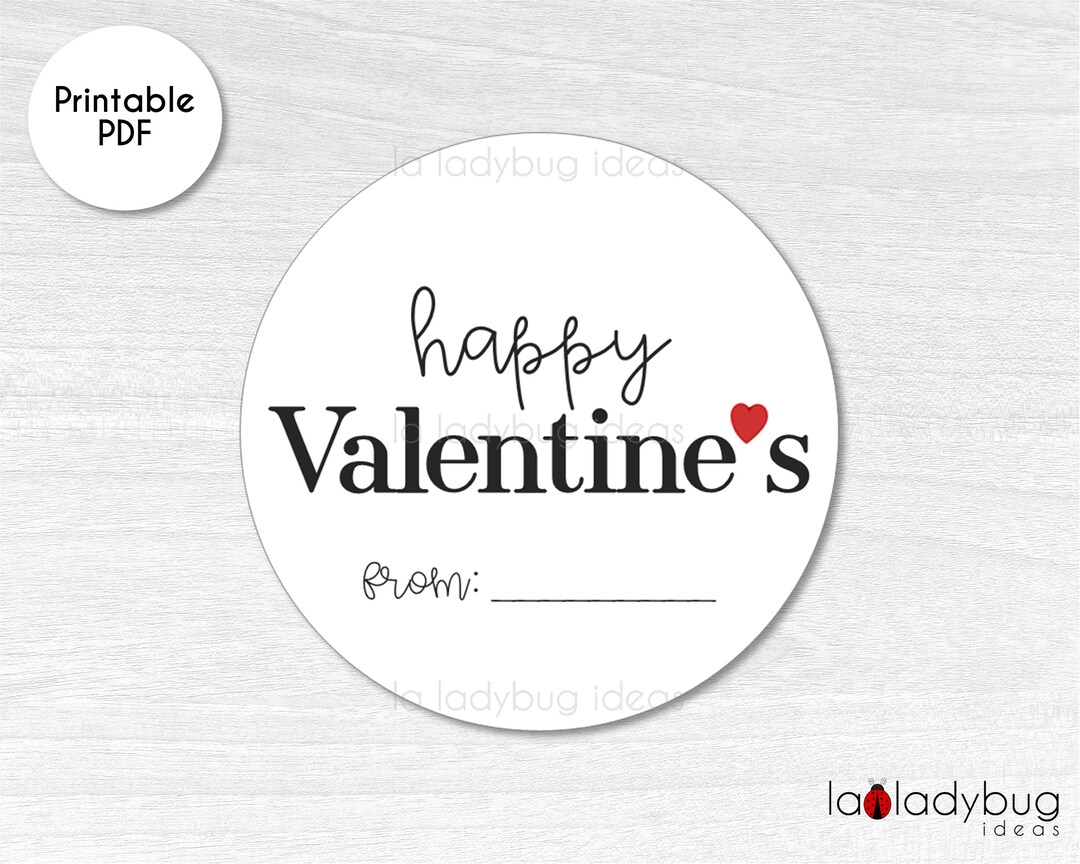 Happy Valentines Sticker. Valentines Day Printable Sticker. Happy ...