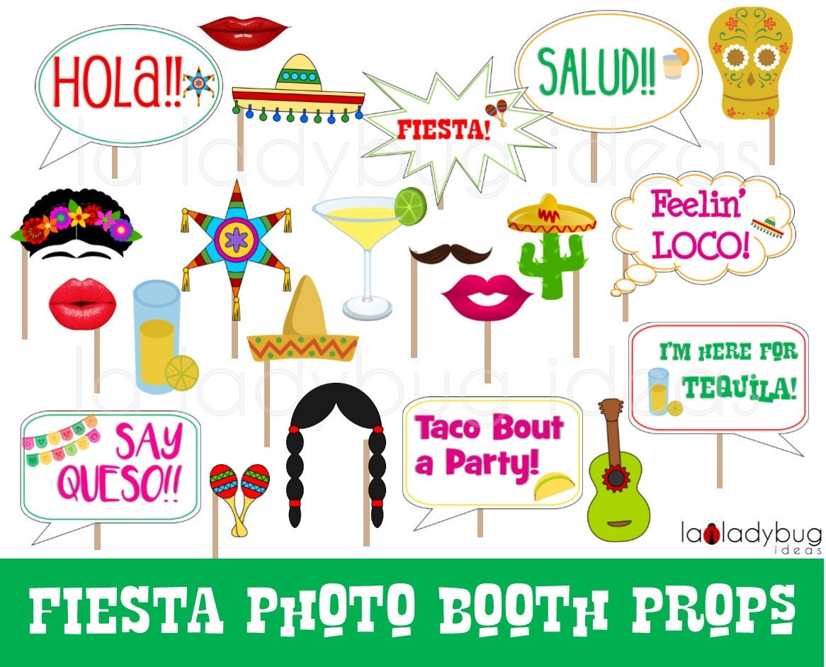 Mexican Party Supplies, Photobooth Props