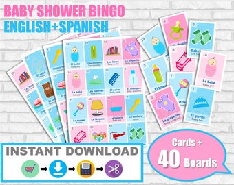 Loteria Baby Shower Gender Reveal Bingo: English-Spanish (PDF)