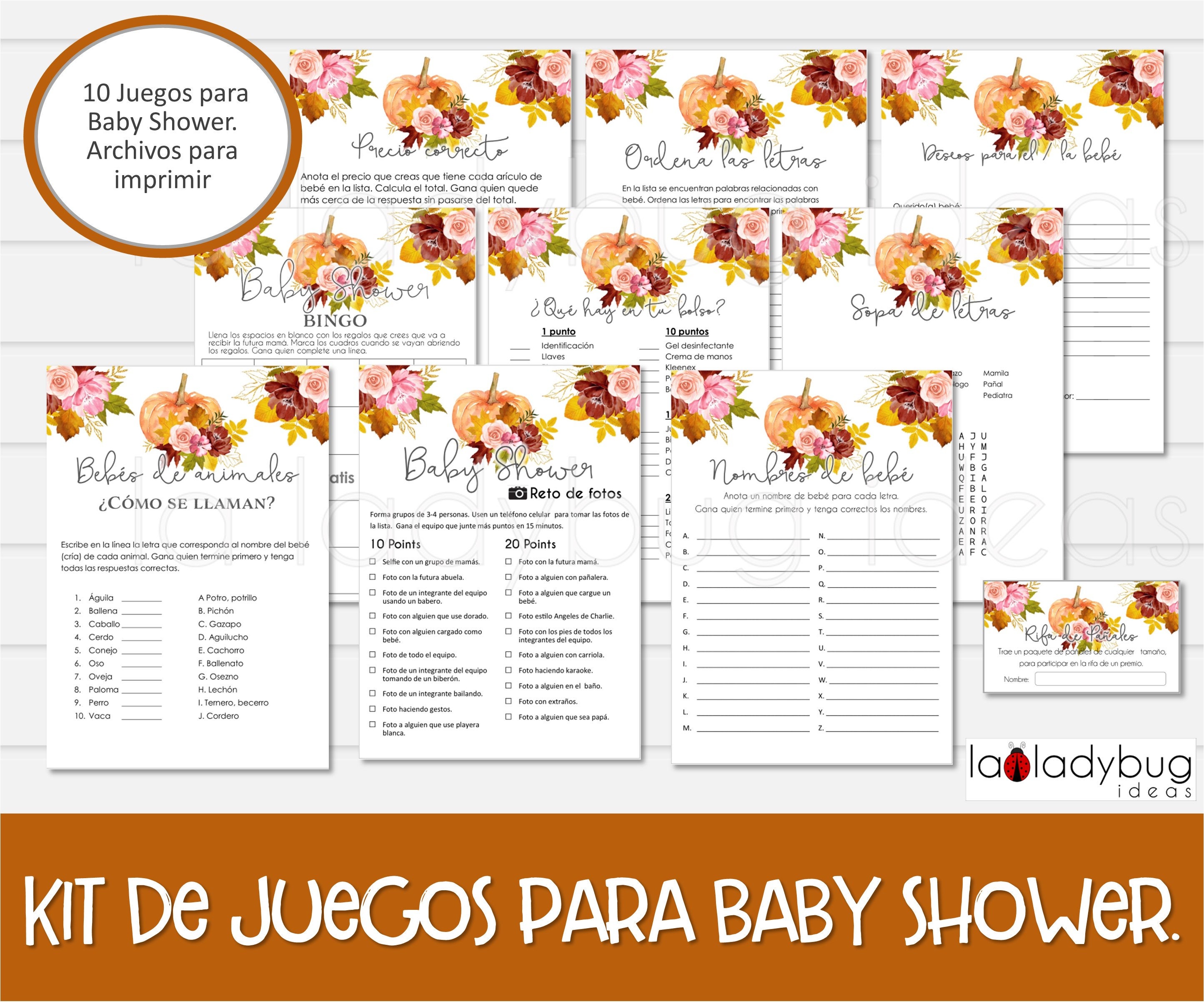 Juegos baby shower para imprimir. 11 juegos en PDF. Baby -  Portugal