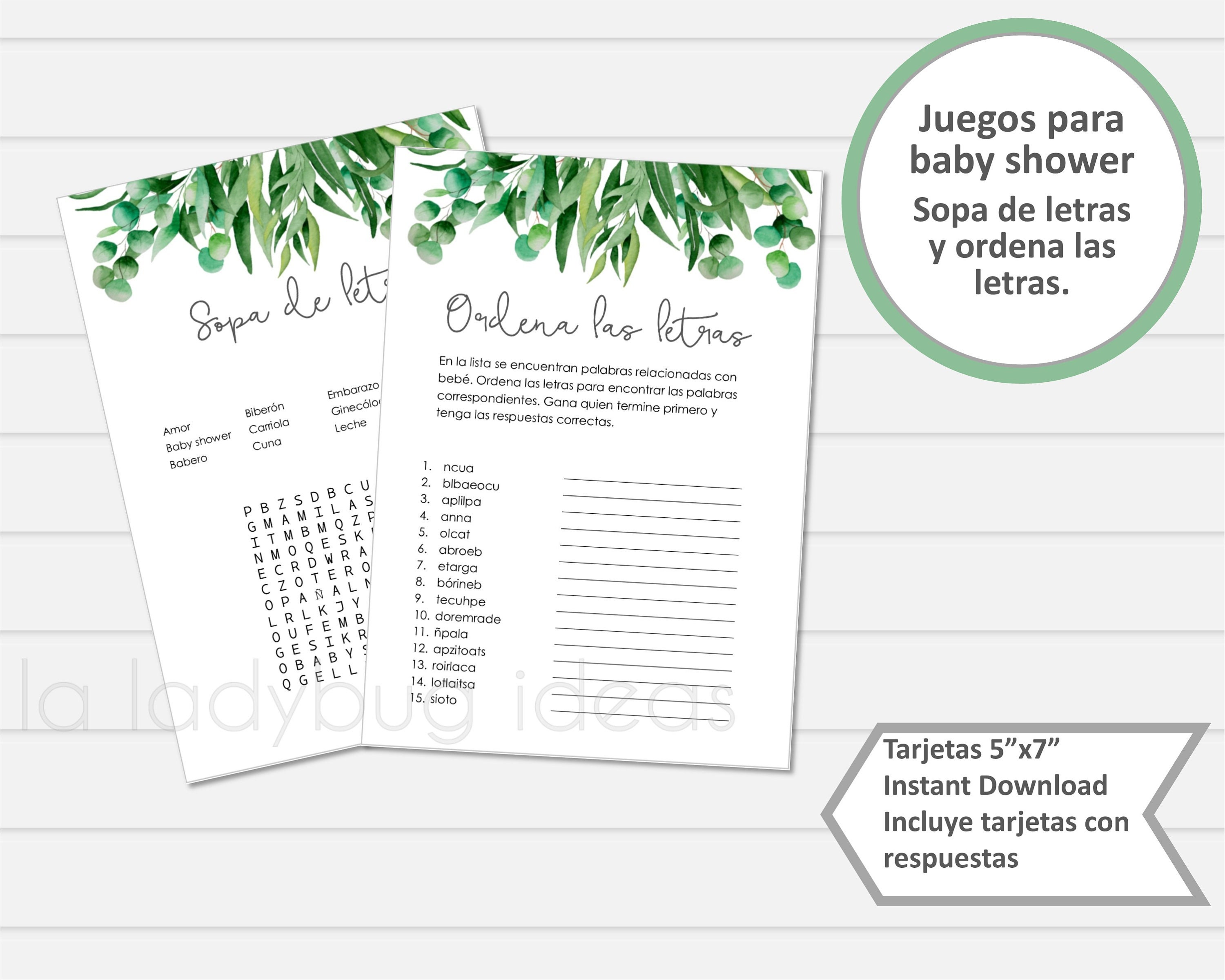 Juegos para baby shower. Archivos PDF/JPEG para imprimir. 11 -  Portugal