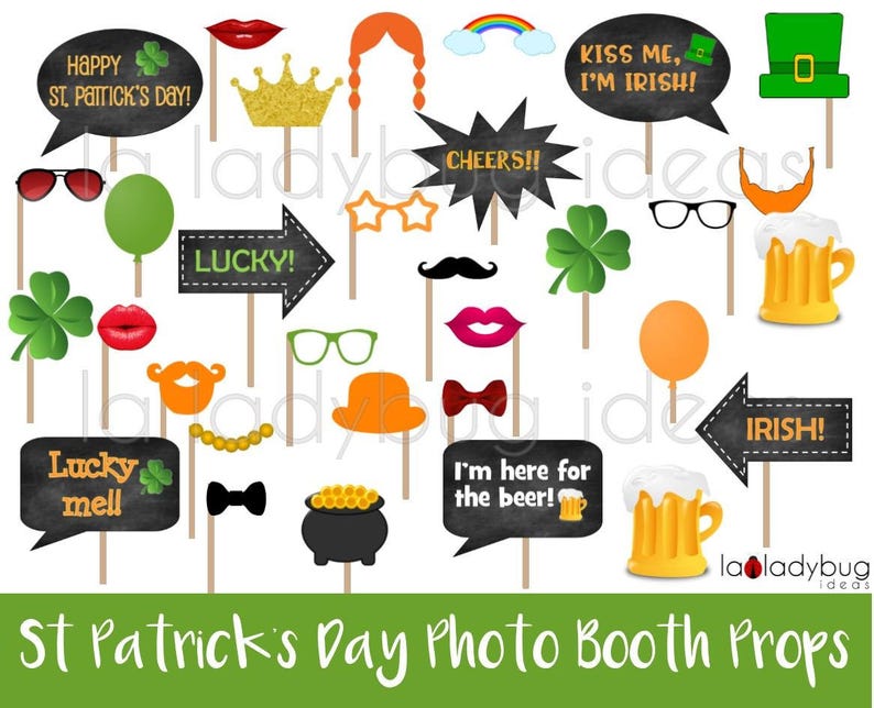 St Patrick's Day photo booth props. Printable. St. | Etsy
