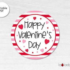 Valentinstag-Anhänger. Ausdruckbarer Geschenkanhänger zum Valentinstag. Happy Valentines Day Anhänger. Valentinstag Sticker zum selbst ausdrucken. Sofortiger Download