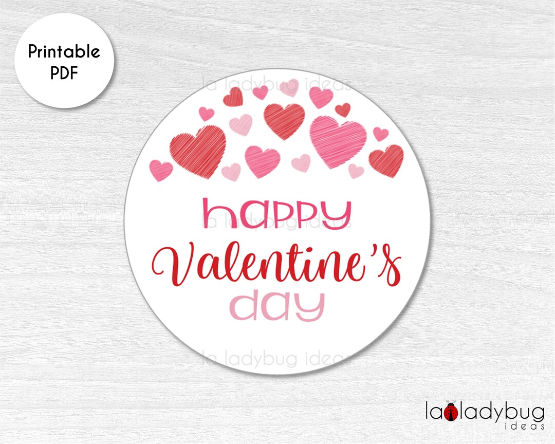 Happy Valentine's Day Tag. Valentines Day Printable Sticker. Happy ...