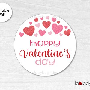 Happy Valentine's Day Tag. Valentines Day Printable Sticker. Happy ...