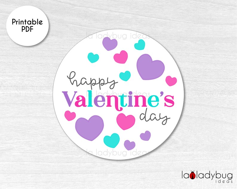 Valentines Day Tag. Valentines Day Printable Sticker. Happy - Etsy