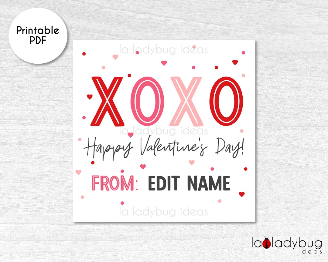 Printable Valentines Tags. Printable Valentines Day Gift Tags. Editable ...