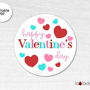 Happy Valentine's Day Tag. Valentines Day Printable Sticker. Happy ...