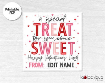 Editable Valentine's Day Gift Tags, Printable Treat Tags (PDF)