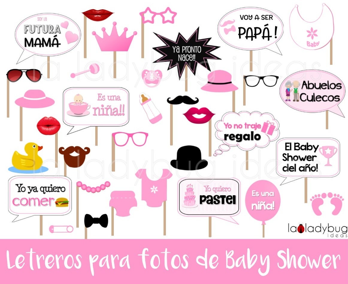 Letreros Para Fotos De Baby Shower Niña. Archivo Para Imprimir. Spanish Baby  Shower. Spanish Photo Booth Props Baby Shower Girl. PDF File. 