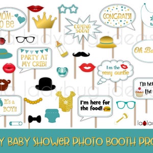 Türkis und Gold. Baby Shower Foto Requisiten für Jungen. Druckbar. Foto Requisiten Bild Schilder. DIY Selfie Station Foto Requisiten. Sofortiger Download PDF.