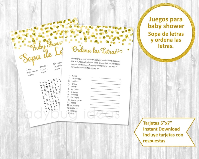 Juegos De Baby Shower Para Imprimir Sopa De Letras Ordena Etsy