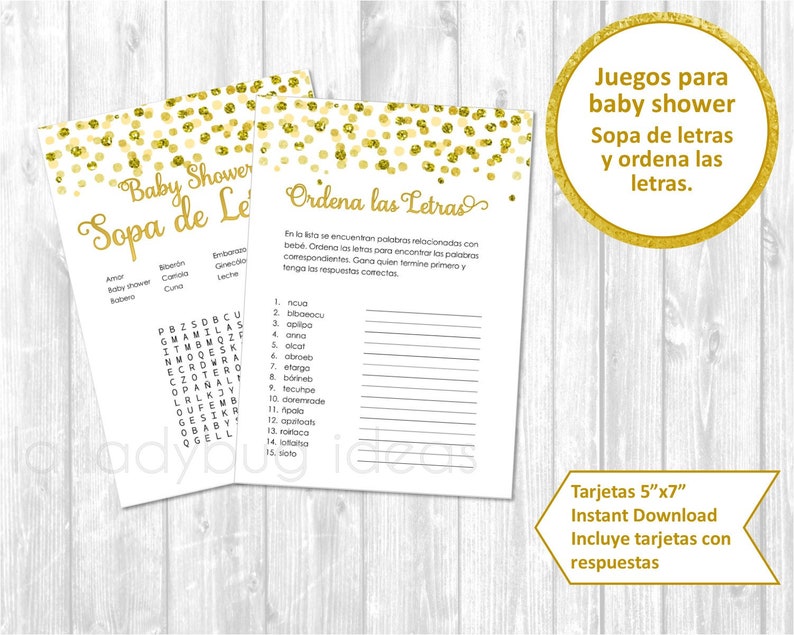 Juegos De Baby Shower Para Imprimir Sopa De Letras Ordena Etsy