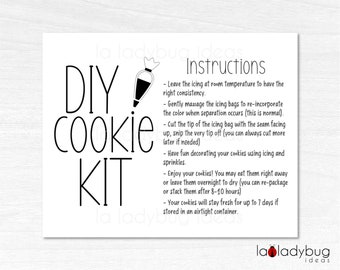 DIY Cookie kit instructions. DIY cookie kit directions. Cookie kit instructions card. DIY Cookie box instructions card. Printable card.