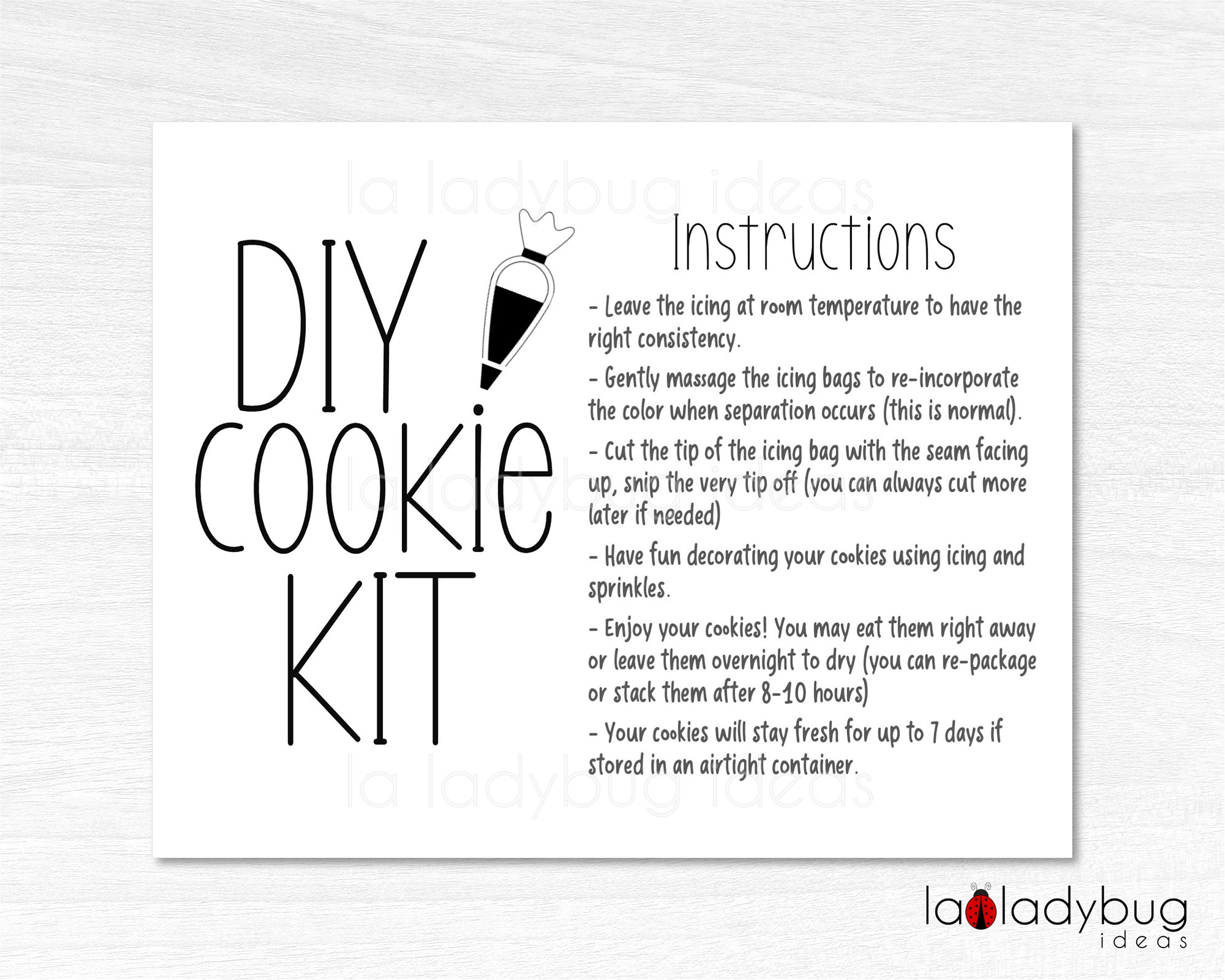 DIY Cookie Kit Instructions DIY Cookie Kit Directions Cookie Etsy UK