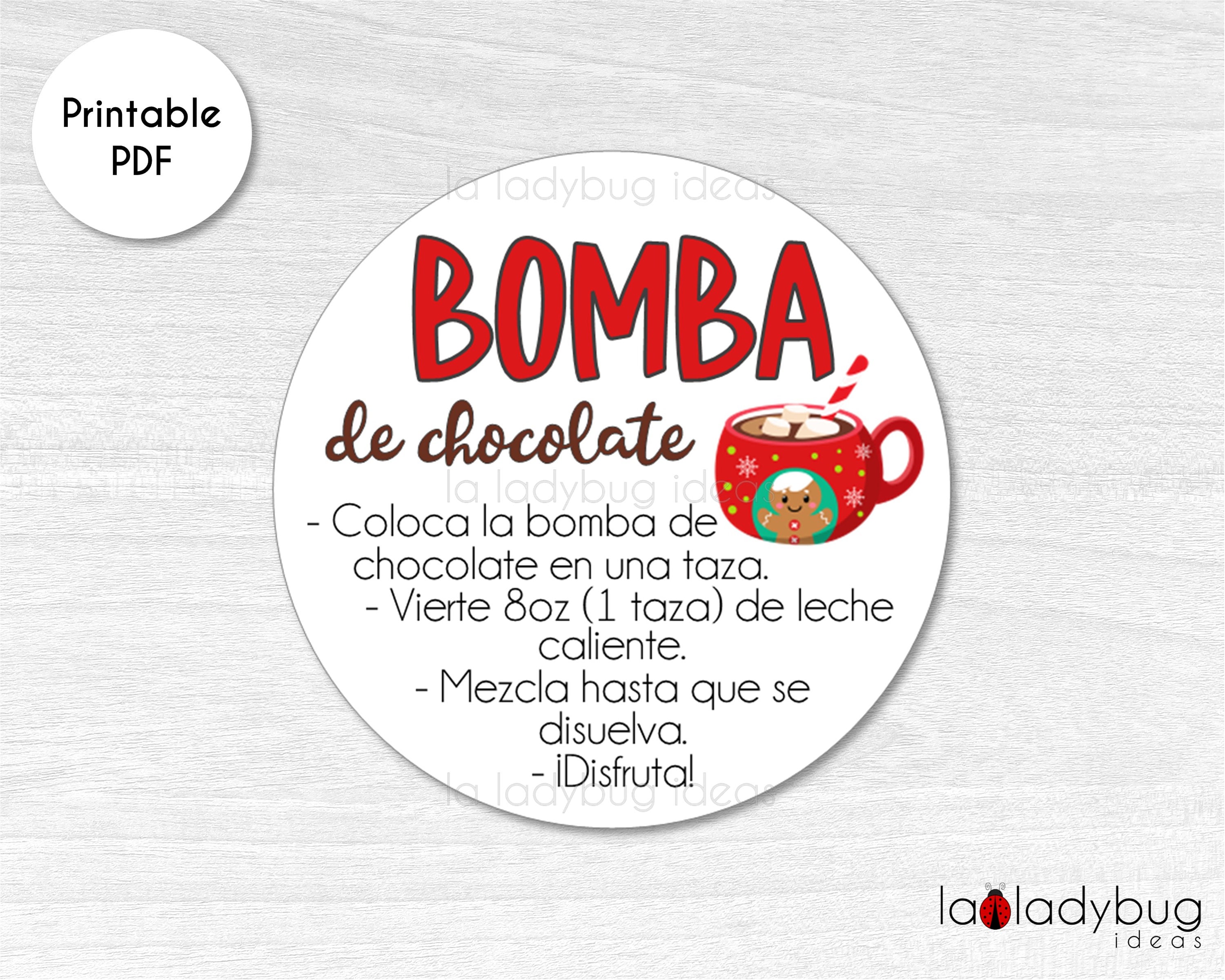 Hot Chocolate Bomb Tags in Spanish. Hot Cocoa Bomb Etsy