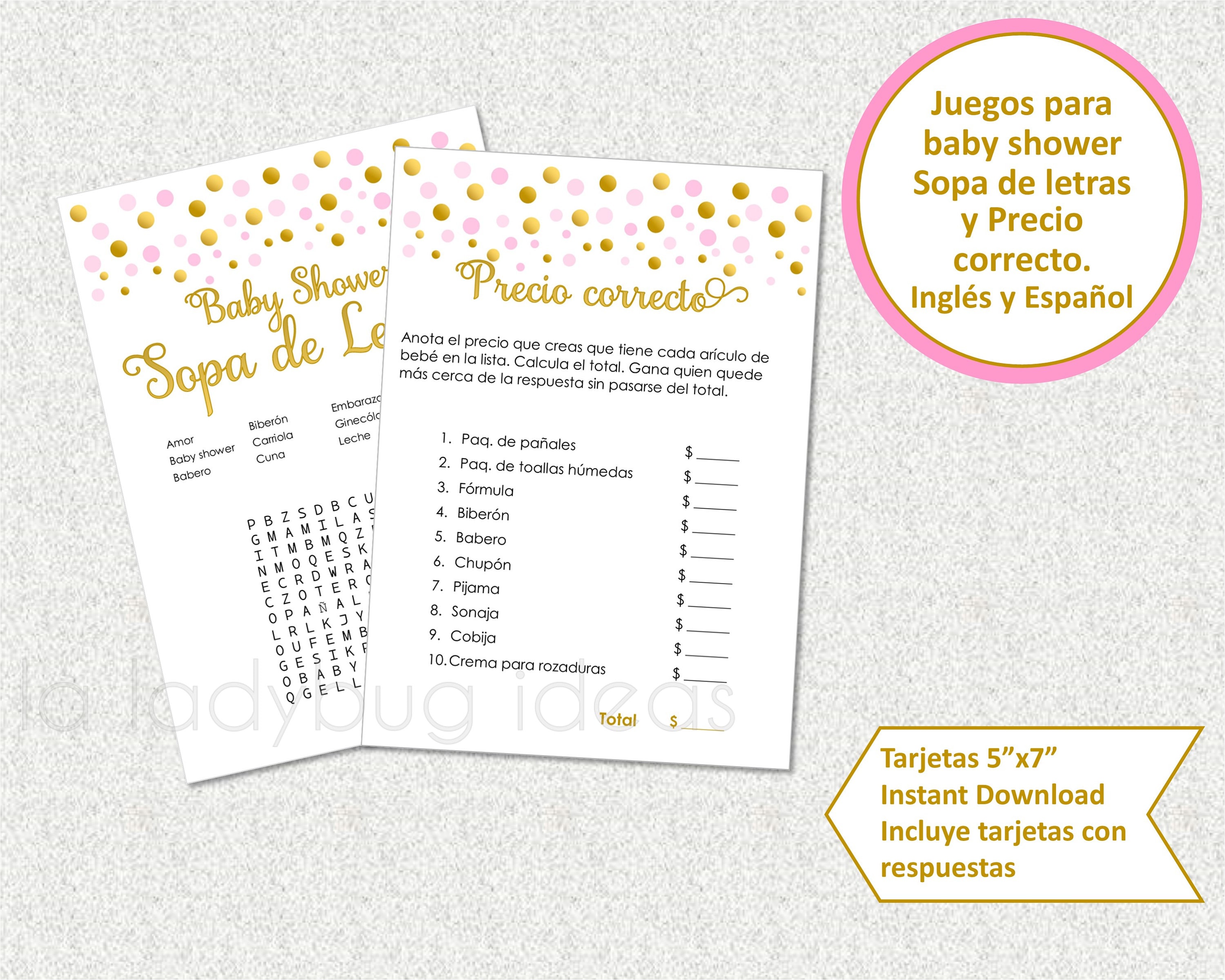 Juegos de baby shower para imprimir. Sopa de letras. Ordena 