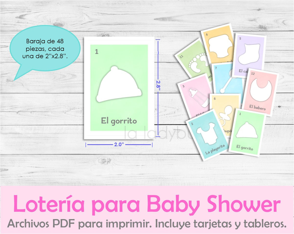 Lotería para Baby Shower en Español. Juego para baby shower. Etsy México