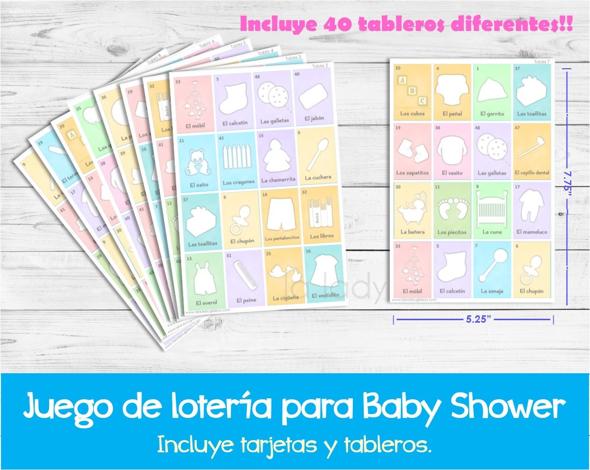 Lotería para Baby Shower en Español. Juego para baby shower. - Etsy México