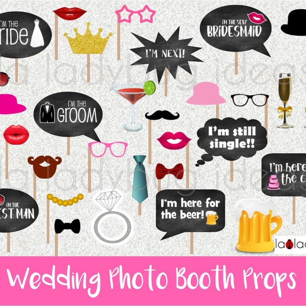 Wedding photo booth props. Printable. DIY Wedding bubble speech. Instant download. PDF Digital file. High resolution.