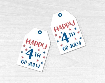 4th of July Gift Tags, Red White Blue (Printable PDF)
