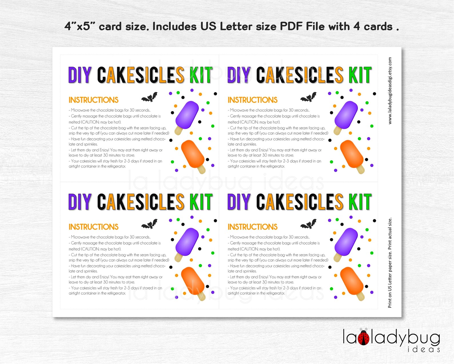 DIY Cakesicles Kit Instructions Card Halloween. Printable Etsy