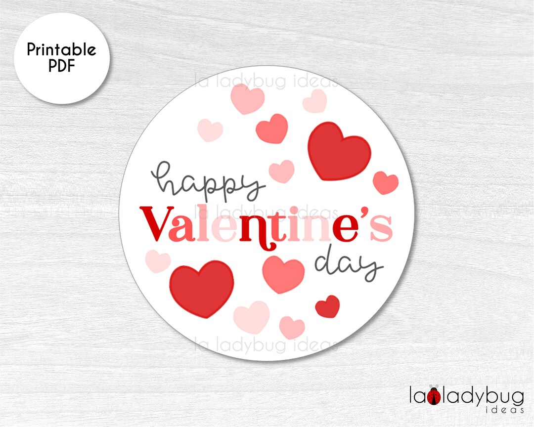 Happy Valentine's Day Tag. Valentines Day Printable Sticker. Happy ...